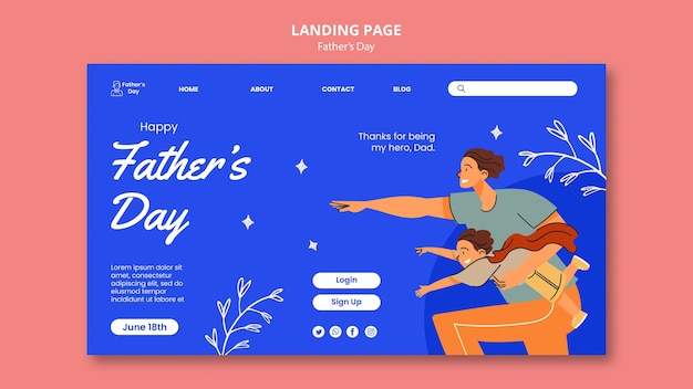 Free PSD father's day celebration landing page template