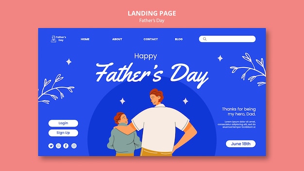 Free PSD father's day celebration landing page template