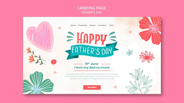 Free PSD father's day celebration landing page