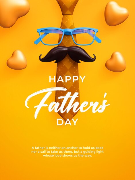 Father's Day greeting 3d post story template with dad symbols