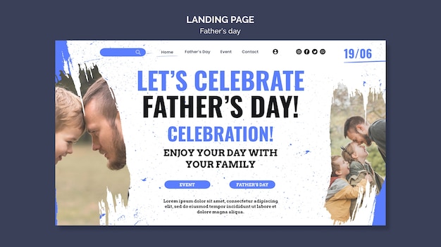 Free PSD father's day landing page design template