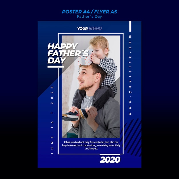 Father's day poster template with father and child