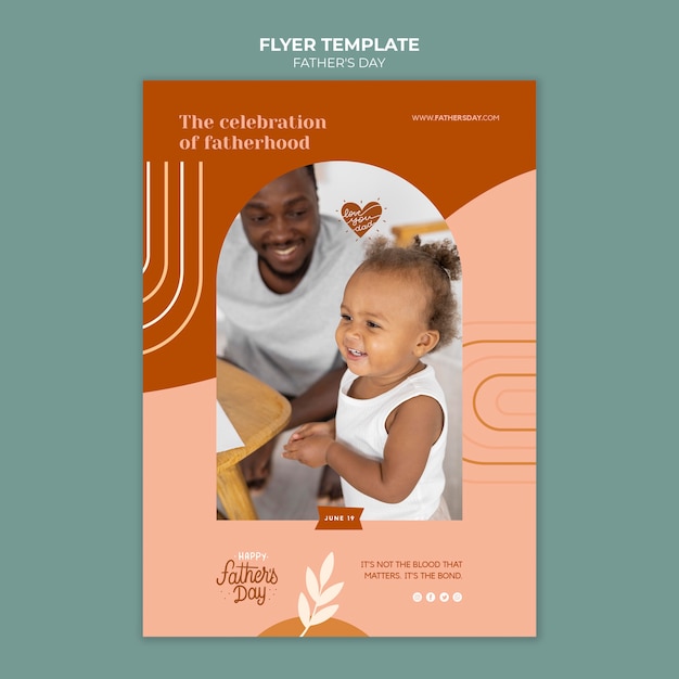 Free PSD father's day vertical flyer template with man and child