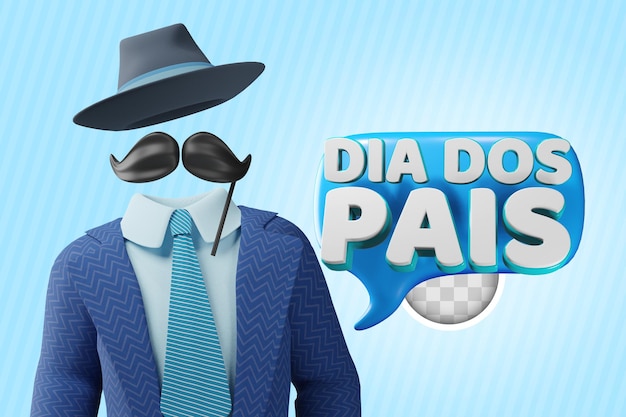 Fathers day banner in portuguese quotDia dos paisquot 3d illustration