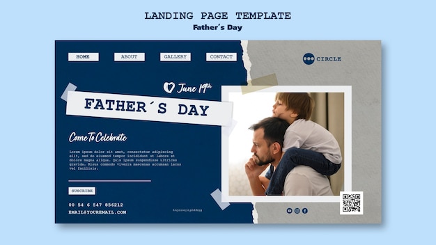 Free PSD fathers day landing page template with torn paper design