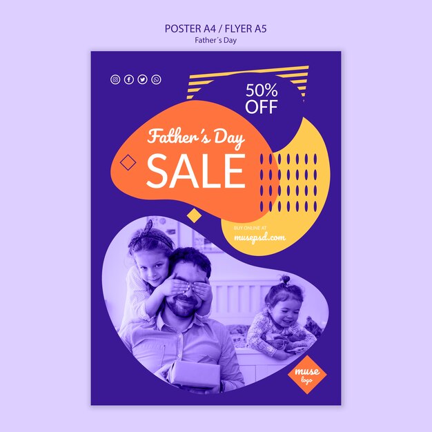 Fathers day promotional sale poster template