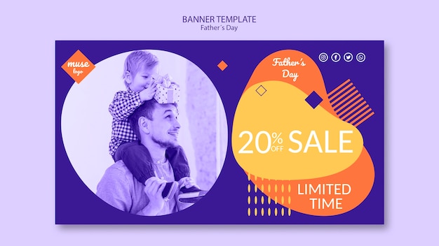 Free PSD fathers day sale banner template design