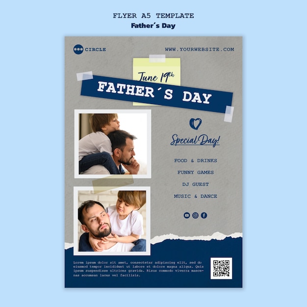 Fathers day vertical flyer template with torn paper design