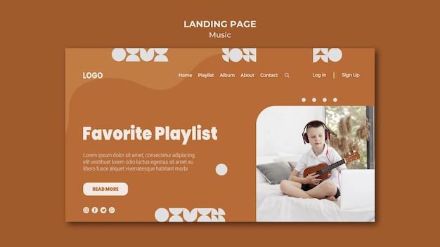 Favorite playlist boy playing ukulele landing page