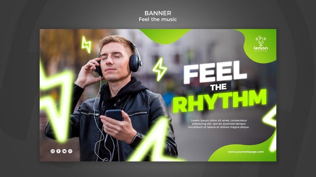 Feel the music concept banner template