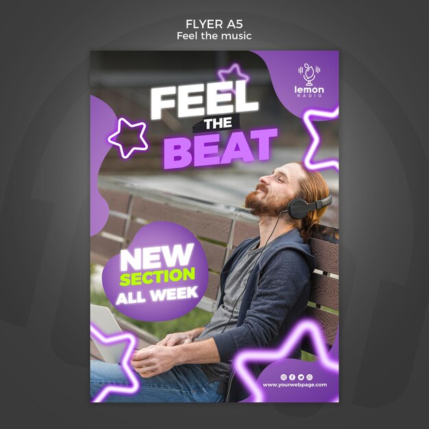 Feel the music concept flyer template