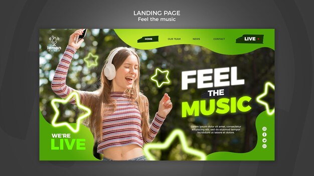 Feel the music concept laning page template