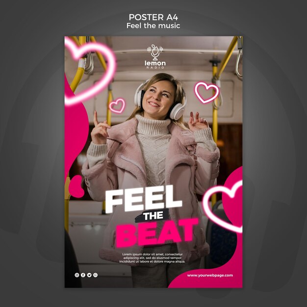 Feel the music concept poster template