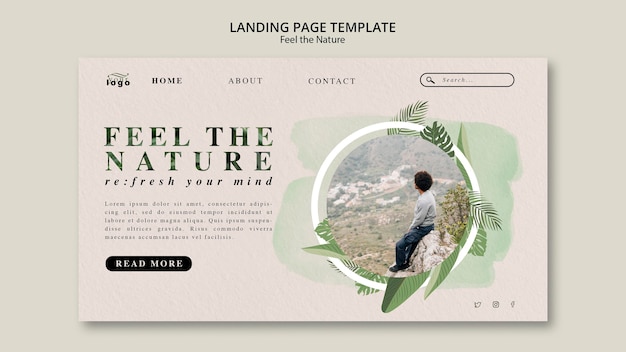 Free PSD feel the nature landing page webtemplate