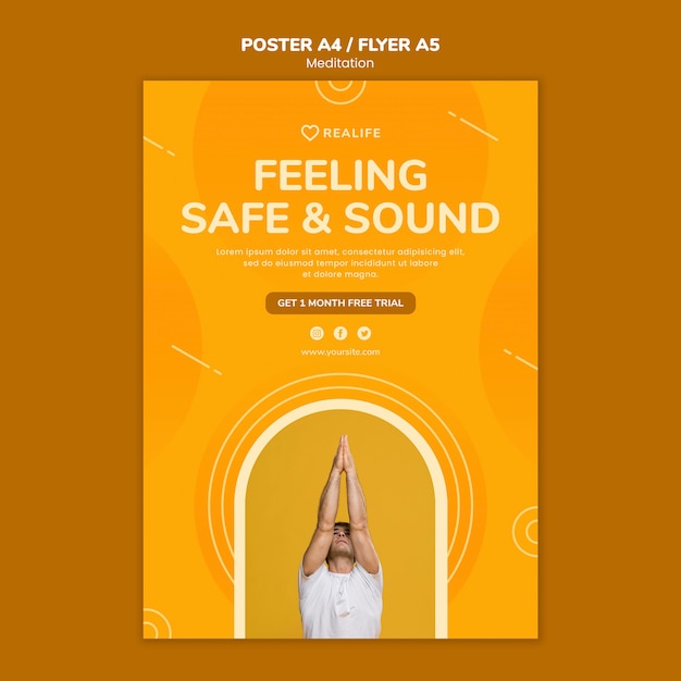 Free PSD feeling safe and sound poster template