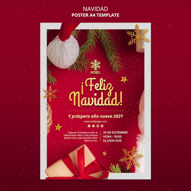 Feliz navidad poster template with photo