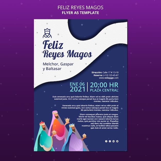 Free PSD feliz reyes magos ad poster template