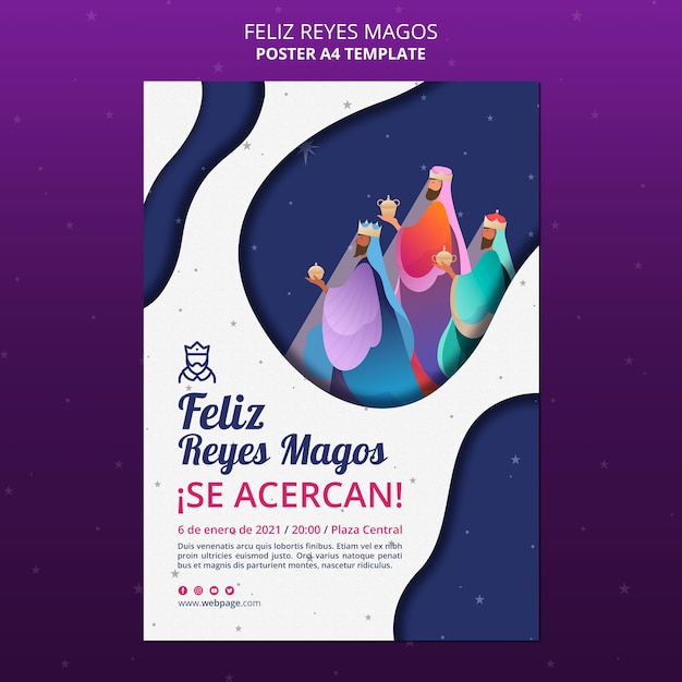 Free PSD feliz reyes magos ad template poster