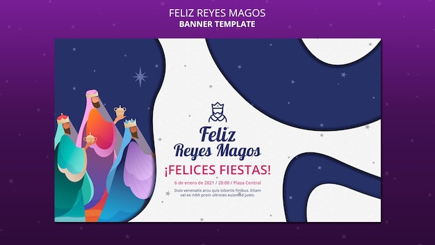 Feliz reyes magos template banner