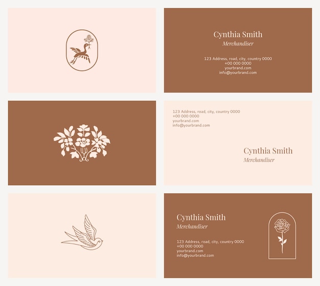 Feminine name card template psd set