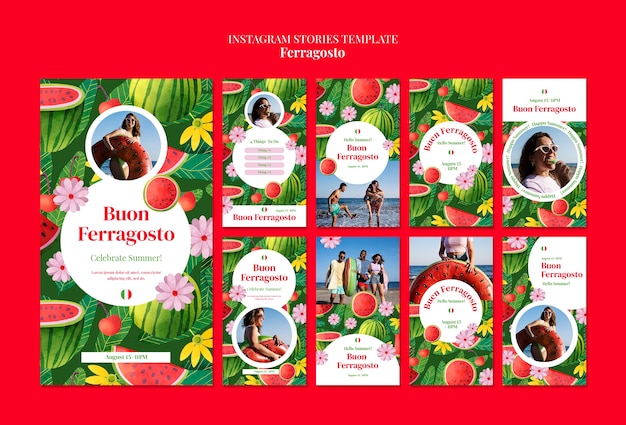 Free PSD ferragosto celebration instagram stories