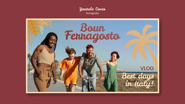 Free PSD ferragosto celebration youtube cover template