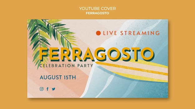 Free PSD ferragosto celebration youtube cover template