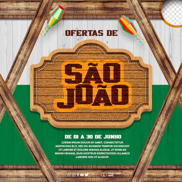 Free PSD festa junina 3d logo sao joao in brazil for composition