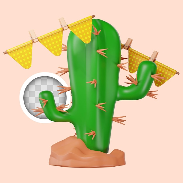 Festa junina cactus and pennants