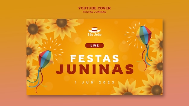 Free PSD festa junina celebration youtube cover