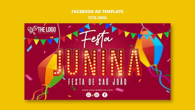 Festas juninas celebration facebook template