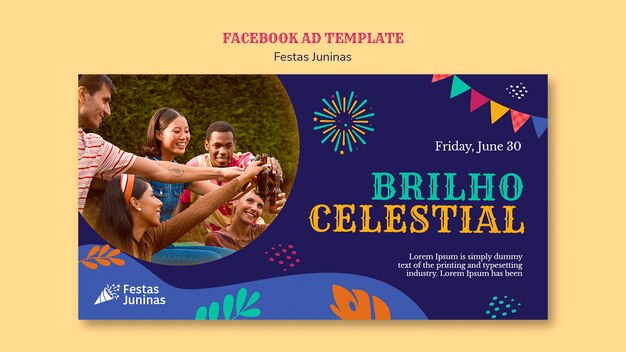 Free PSD festas juninas celebration facebook template