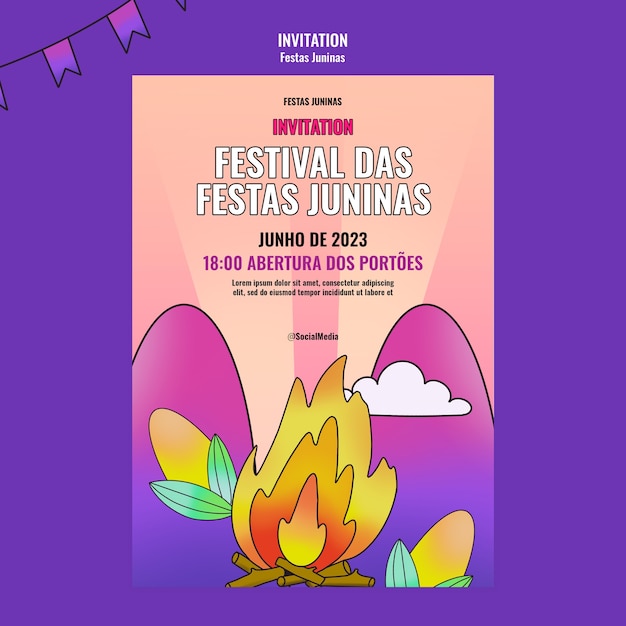 Free PSD festas juninas celebration invitation template