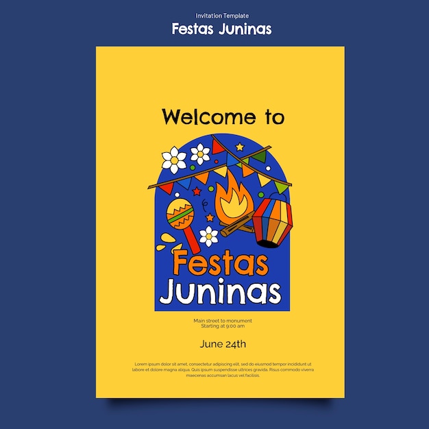 Festas juninas celebration invitation template