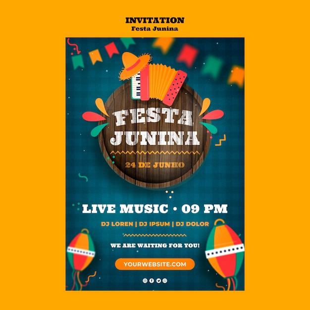 Festas juninas celebration invitation template