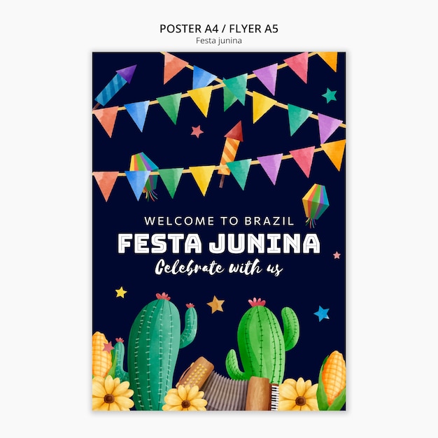 Free PSD festas juninas celebration poster template