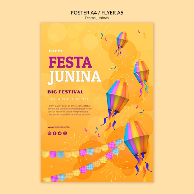 Free PSD festas juninas celebration poster template