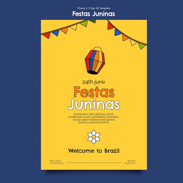 Festas juninas celebration poster template