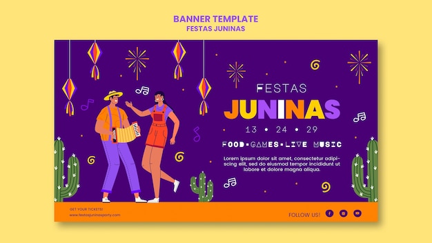 Festas juninas horizontal banner template