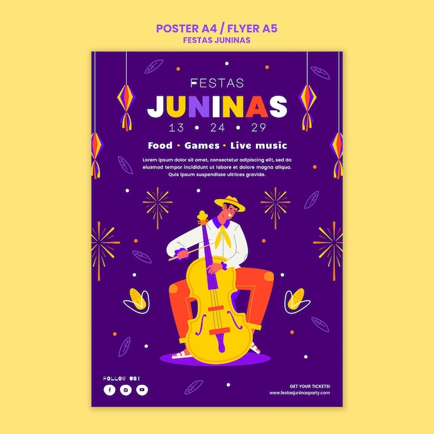 Festas juninas vertical poster template