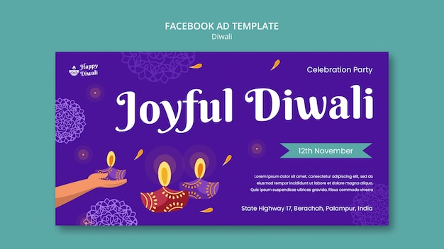 Festival of lights celebration facebook template