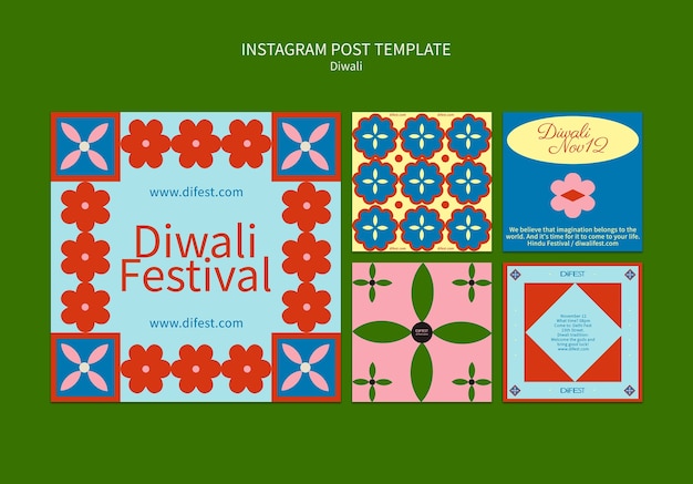 Free PSD festival of lights celebration instagram posts