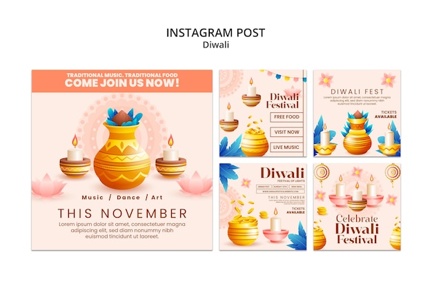 Free PSD festival of lights celebration instagram posts