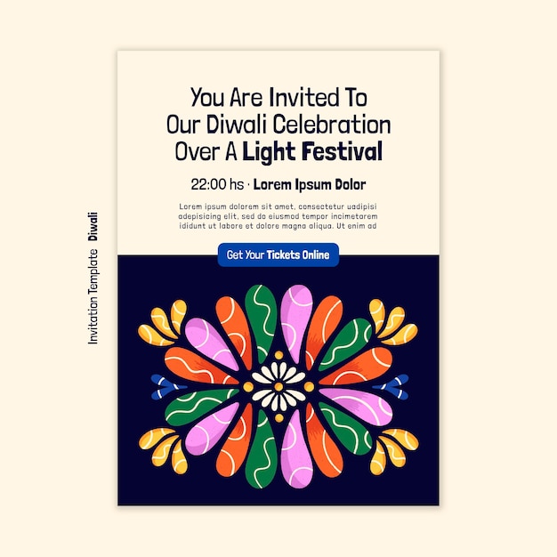 Free PSD festival of lights celebration invitation template