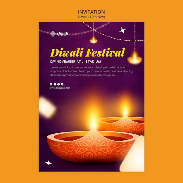 Free PSD festival of lights celebration invitation template