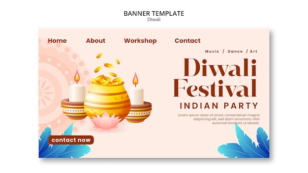 Free PSD festival of lights celebration landing page