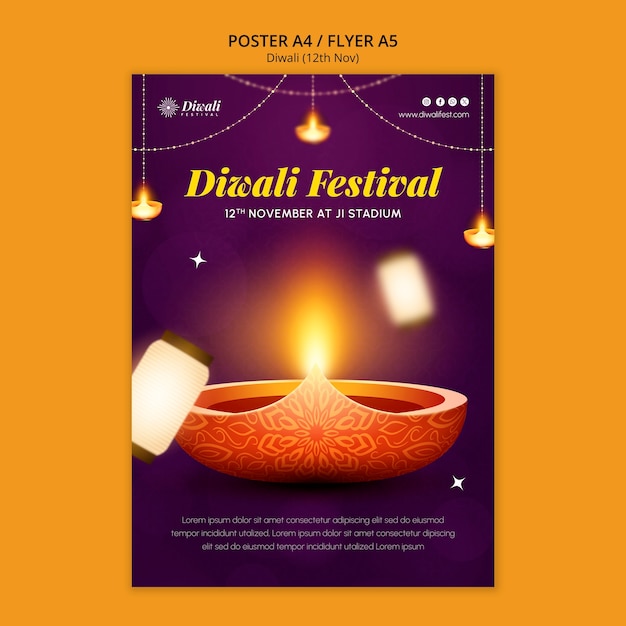 Free PSD festival of lights celebration poster template