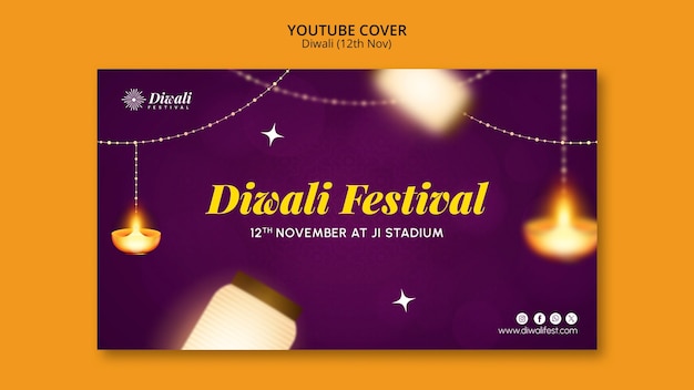 Free PSD festival of lights celebration youtube cover