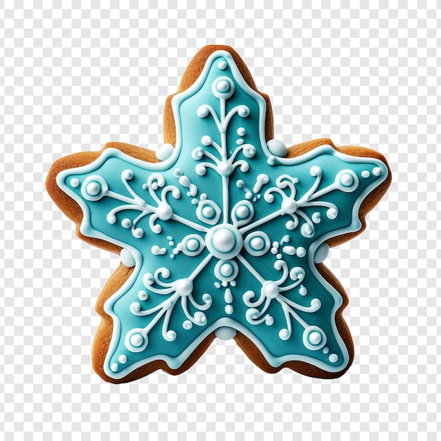 Free PSD festive blue gingerbread cookie and decoration isolated on transparent background