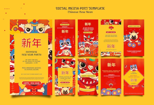 Festive chinese new year social media stories collection